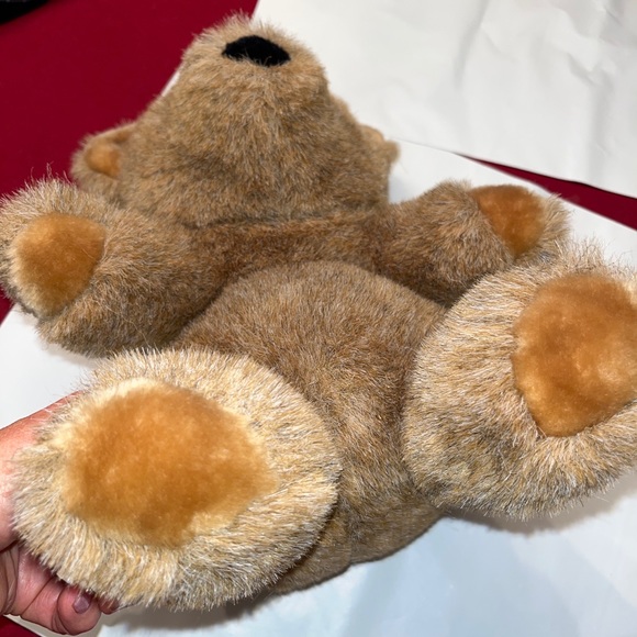 Gund brown fuzzy Bear 1982 vintage SOFT PLUSH sitting 10” tall black nose & eyes - Picture 6 of 13